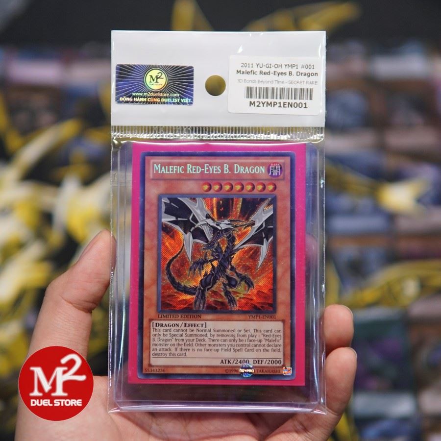 YMP1-EN001 Malefic Red-Eyes B. Dragon - Secret Rare - Bảo quản theo tiêu chuẩn M2SCCQ