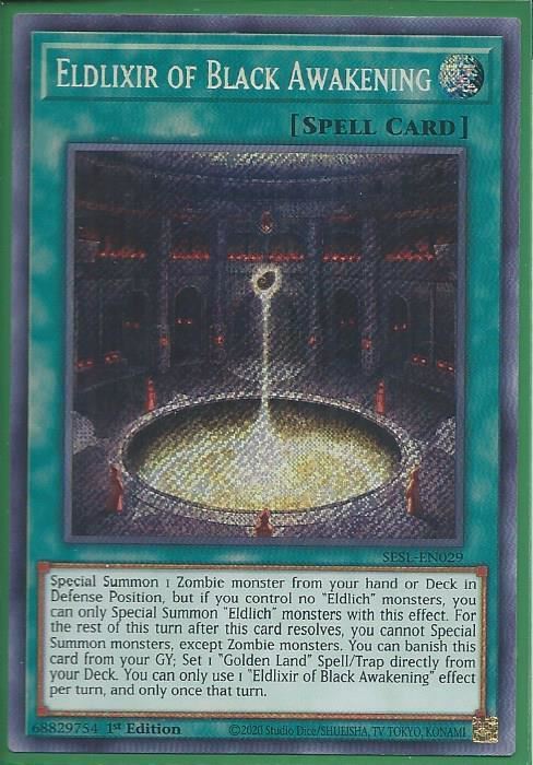 SESL-EN029 Eldlixir of Black Awakening – Secret Rare