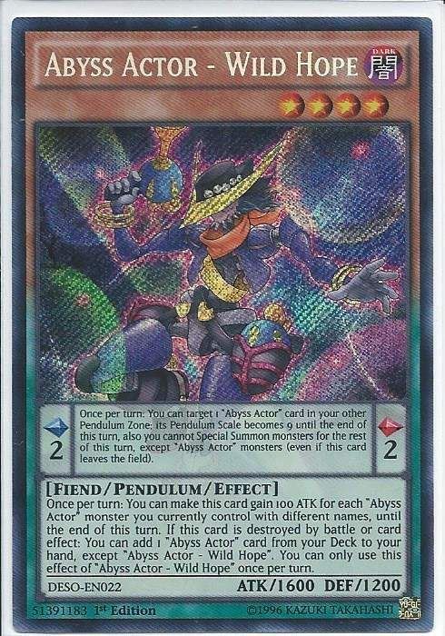 tvni DESO-EN022 Abyss Actor – Wild Hope – Secret Rare