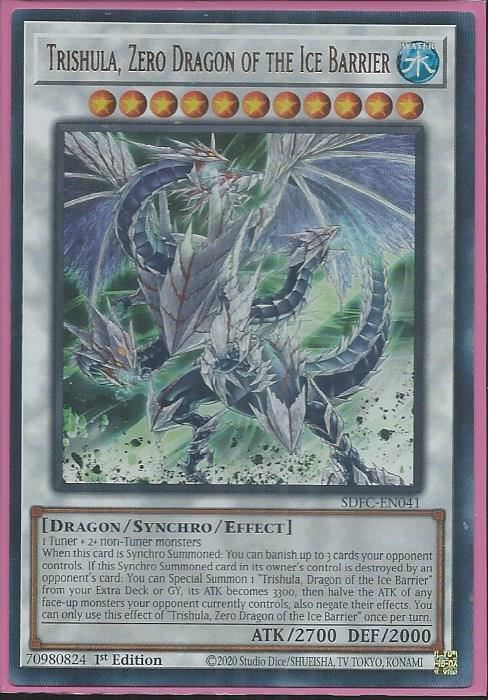SDFC-EN041 Trishula, Zero Dragon of the Ice Barrier – Ultra Rare