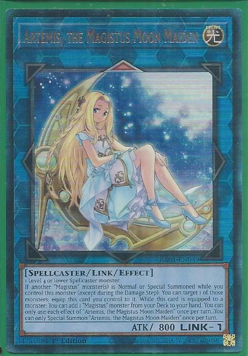 RA01-EN049UT Artemis, the Magistus Moon Maiden – Ultimate Rare