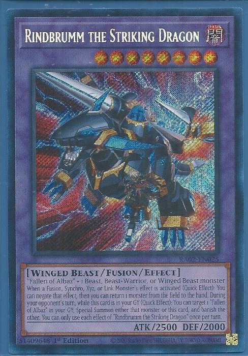 RA02-EN025 Rindbrumm the Striking Dragon – Secret Rare