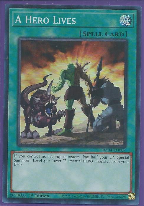 RA04-EN087 - A Hero Lives - Super Rare 1st Edition