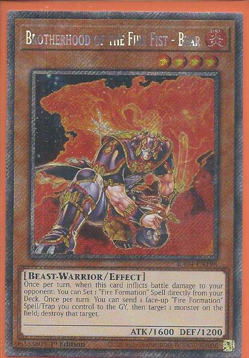 RA04-EN198 Brotherhood of the Fire Fist – Bear – Platinum Secret Rare
