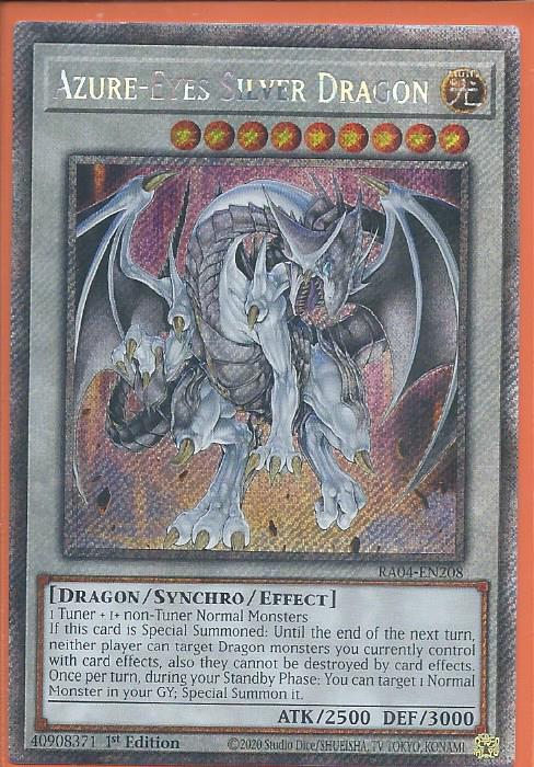 RA04-EN208 Azure-Eyes Silver Dragon – Platinum Secret Rare