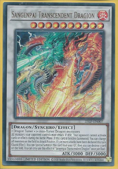 25LP-EN007EU Sangenpai Transcendent Dragion – Emblazoned Ultra Rare