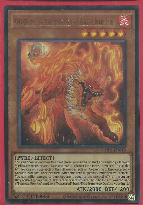 CH02-EN018 Awakening of the Possessed – Greater Inari Fire – Ultra Rare (USA Print)